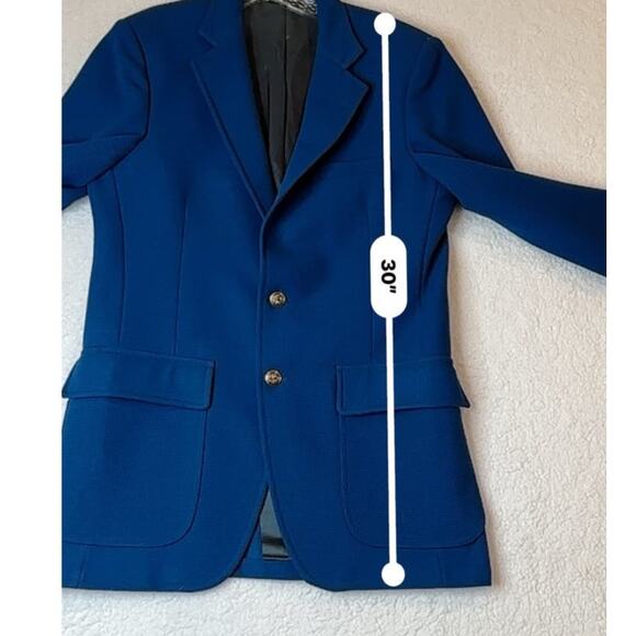 Vintage Hardwick Sport Coat Blazer Size 40L Cobalt Blue Waffle Weave Two Button - Picture 10 of 13